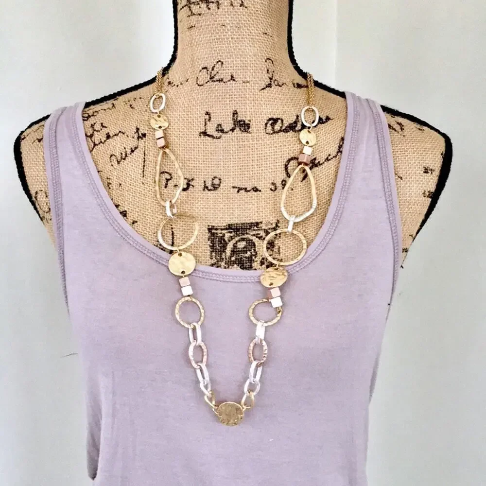 Golden Silver long necklace  new